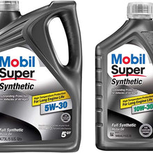 Mobil Super Synthetic 5W-30, 5-Quart, Single Bundle Super Synthetic 10W-30 Engine Oil