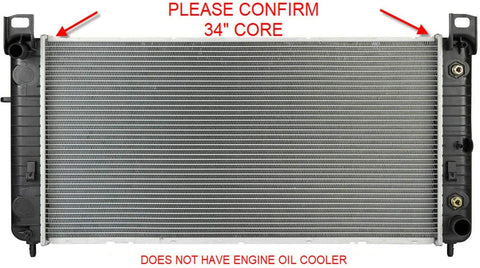 Radiator for 2008 Chevrolet Silverado 1500 34 INCH BETWEEN TANKS-WITHOUT ENGINE OIL COOLER