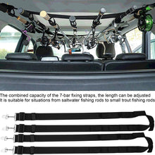 VGEBY 2Pcs Car Fishing Rod Rack, Adjustable Vehicle Mounted Fishing Rod Rack Carrier Fishing Pole Holder Fixed Belt Strap Hook and Loop 7‑Hole