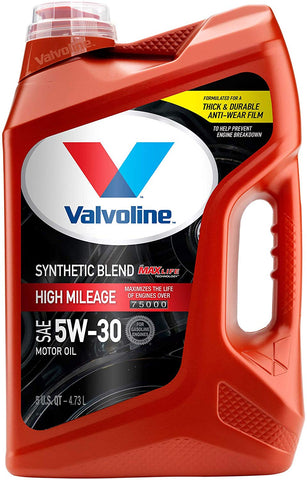 Valvoline High Mileage with MaxLife Technology SAE 5W-30 Synthetic Blend Motor Oil 5 QT