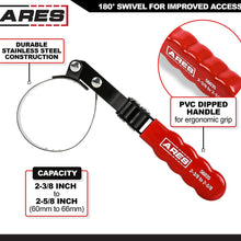 ARES 56039 - 4-in-1 Swivel Oil Filter Wrench - 2 3/8" to 4 3/8" (60mm to 110mm) Capacity - 180 Degree Swivel for Better Access, Self-Tightens on Filter