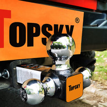 TOPSKY TS2007 Trailer Hitch Tri Ball Mount, 2 Inch Receiver, Hollow Shank Tow Hitch & Hitch Pin and Clip, Black & Chrome