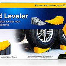 Camco 44423 RV Curved Leveler with Chock - Easy Drive-on Leveler Adds Up to 4" in Height