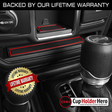 CupHolderHero for Jeep Wrangler Accessories 2018-2021 Premium Custom Interior Non-Slip Anti Dust Cup Holder Inserts, Center Console Liner Mats, Door Pocket Liners 24-pc Set (4-Door) (Red Trim)