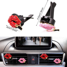 Mudder 4 Pieces Car Air Vent Decoration Bling Car Interior Decoration Rhinestone Lipstick Car Air Freshener Clip with Fragrance Cotton Pads