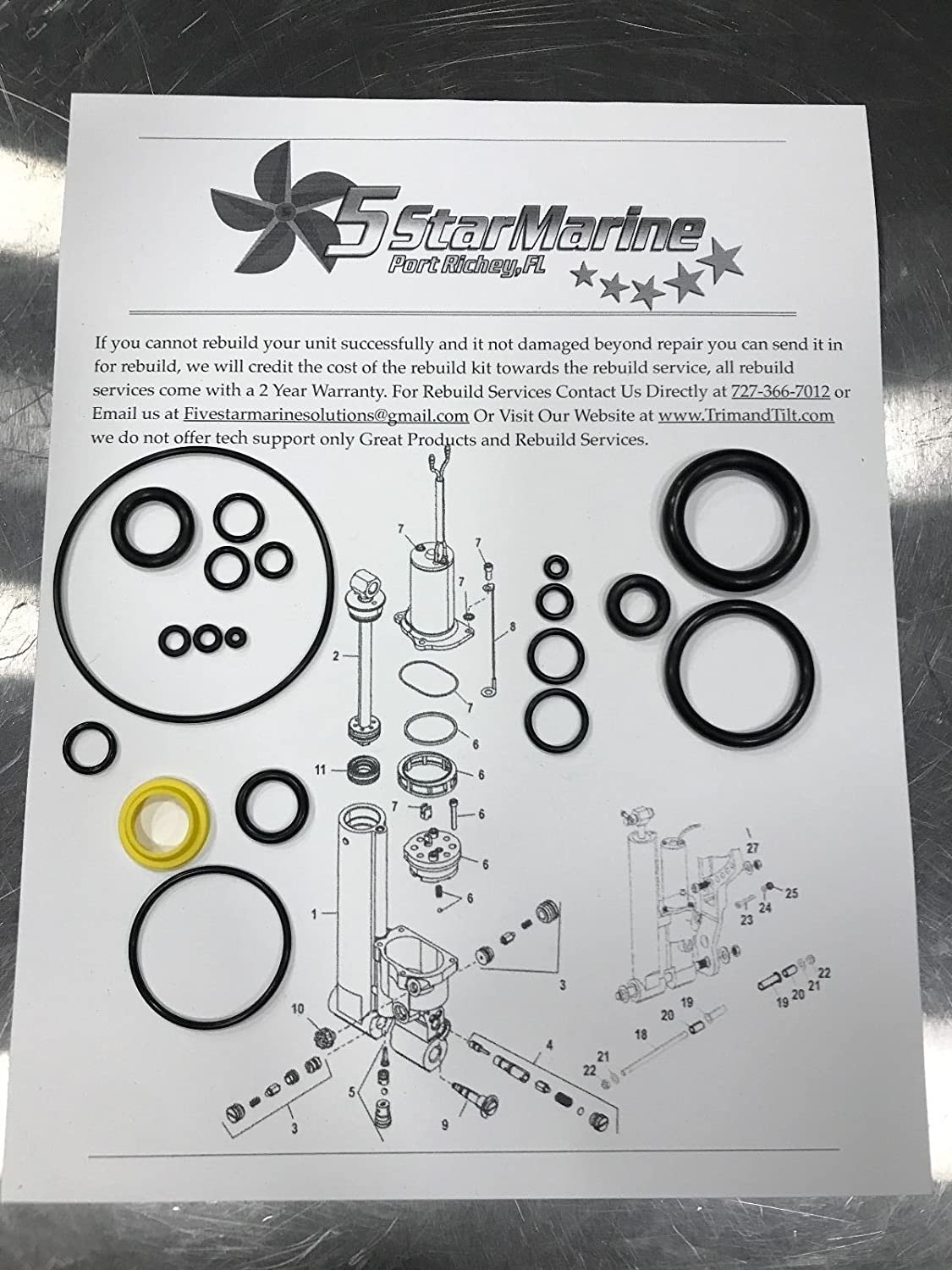 FiveStar Marine Rebuild KIT!!! Mercury Force 25 30 35 40 50 60Hp Tilt Trim 827668 A25-827668A