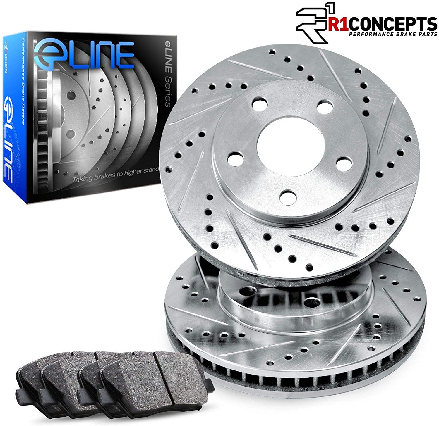 For 2005-2016 Smart Fortwo Front Drill/Slot Brake Rotors Kit + Ceramic Brake Pads