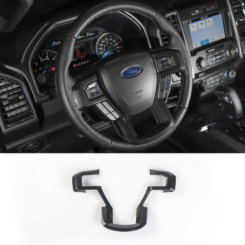 Voodonala Carbon Fiber Grain Steering Wheel Bezel Decorative Trim for 2015 2016 2017 Ford F150 F250 F350 Super Duty