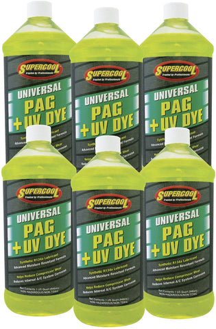 TSI Supercool 27897-6CP Universal Synthetic PAG Oil with U/V Dye, 1 Quart, 6 Pack