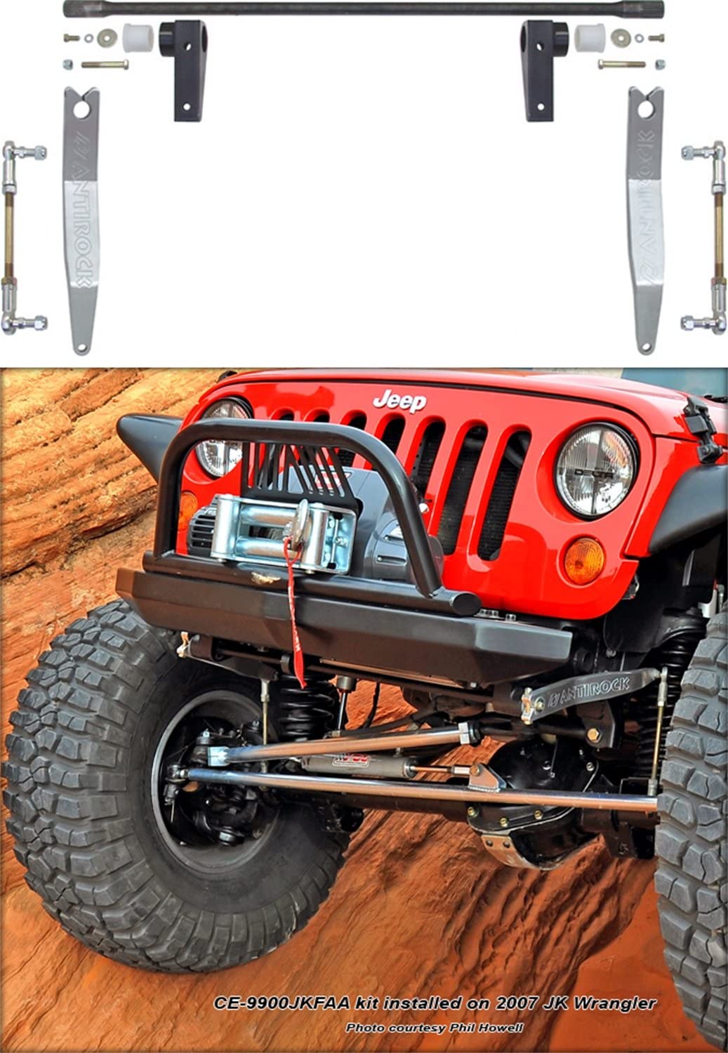 Currie Enterprises CE-9900JKFAA JK ANTIROCK Front Sway Bar Kit with Aluminum Frame Brackets and Arms