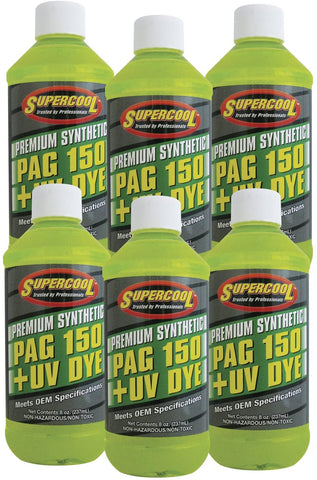 TSI Supercool P150-8D-6CP 150 PAG Viscosity Oil Plus U/V Dye, 8 oz, 6 Pack