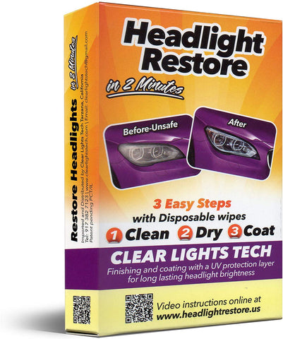 CLT Headlight Restoration Kit, Headlight Lens Cleaning Wipes