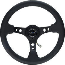 NRG Innovations RST-006BK Reinforced Wheel-350mm Sport Steering Wheel (3" Deep) Spoke w/Round Holes/Black Leather