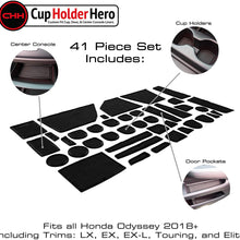 CupHolderHero for Honda Odyssey Accessories 2018-2021 Premium Custom Interior Non-Slip Anti Dust Cup Holder Inserts, Center Console Liner Mats, Door Pocket Liners 40-pc Set (Solid Black)
