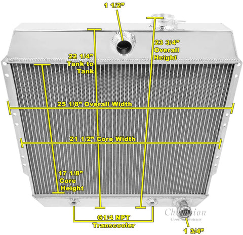 Champion Cooling, 3 Row All Aluminum Radiator for Chevrolet Cars, CC4954