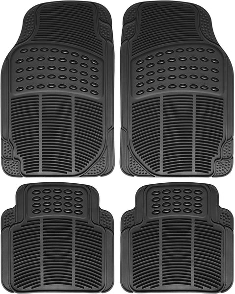 OxGord Car Floor Mats - All-Weather, Non-Slip, Odorless Rubber - Universal Fit Best for Car SUV Truck Van, Heavy Duty, Ridged Liner Protection Great for Catching Spills & Easy Rinse