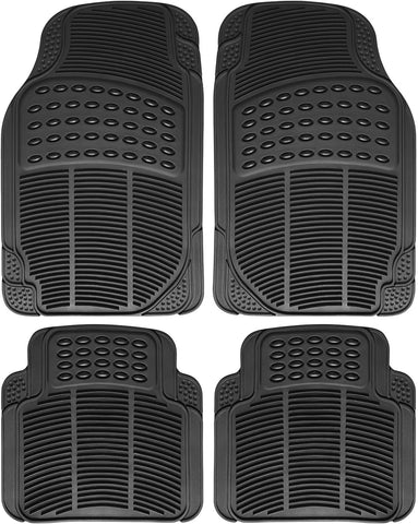 OxGord Car Floor Mats - All-Weather, Non-Slip, Odorless Rubber - Universal Fit Best for Car SUV Truck Van, Heavy Duty, Ridged Liner Protection Great for Catching Spills & Easy Rinse