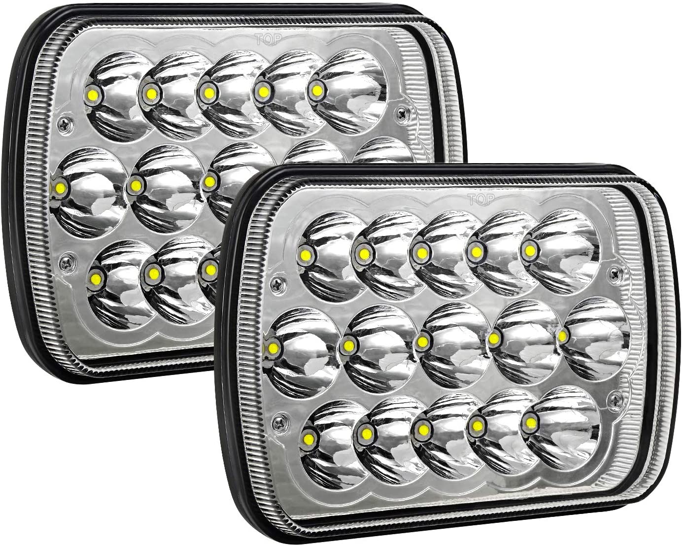 AAIWA H6054 Led Headlights 7x6 5x7 45W Headlamp 2PCS Hi/Low Sealed Beam Rectangle Headlight Replacement for Jeep Wrangler YJ Cherokee XJ Trucks 4X4 Offroad 6054 H5054 H6054LL 69822 6052