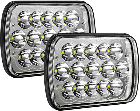 AAIWA H6054 Led Headlights 7x6 5x7 45W Headlamp 2PCS Hi/Low Sealed Beam Rectangle Headlight Replacement for Jeep Wrangler YJ Cherokee XJ Trucks 4X4 Offroad 6054 H5054 H6054LL 69822 6052