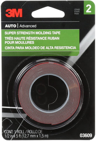 3M Super Strength Molding Tape, 03609, 1/2 in x 5 ft