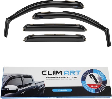 CLIM ART in-Channel Incredibly Durable Rain Guards for Chevrolet/Chevy Silverado 2007-13 Crew Cab GMC Sierra 1500 Vent Visors Window Deflectors, Vent Deflector, Truck Accessories, 4 pcs. - 607003