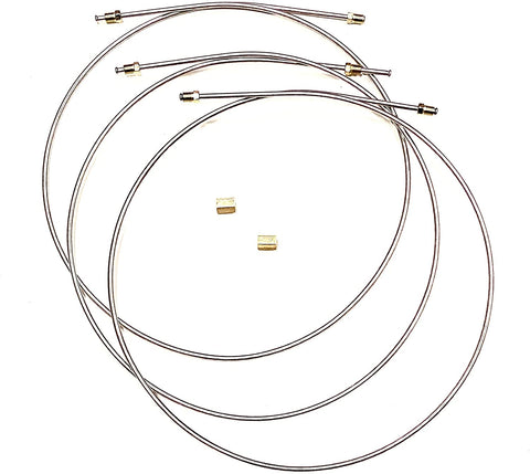 3/16 Inch Stainless Steel Brake Lines with Inverted Double Flared Ends, Fittings & Unions, 32 Inches Long (Pack of 3)