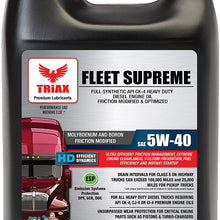 Triax Fleet Supreme ESP 5W-40 Ultimate Full Synthetic - Friction Modified - API CK-4 Heavy Duty Diesel Engine Oil with Moly, Performance Boosted. (1 Gallon (Case of 4))