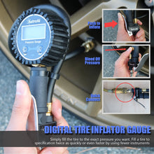 AstroAI ATG250 Digital Tire Inflator with Pressure Gauge, 250 PSI Air Chuck and Compressor Accessories Heavy Duty with Rubber Hose and Quick Connect Coupler for 0.1 Display Resolution