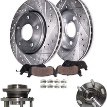Detroit Axle Replacement for 2008-2014 Dodge Avenger 11-14 Chrysler 200 [295mm] Front Drilled Rotors w/Ceramic Brake Pads + Wheel Hub and Bearing Assembly - 6pc Set