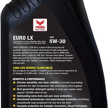 Triax Euro LX 5W-30 Full Synthetic - PAO/Ester European Long Drain Compatible with BMW LL-04, MB 229.51, 229.5, VW/Audi 502.00/505.00, Ford Ecoboost - Superior to OEM Formulations (Case 6 Quarts)