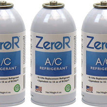 ZeroR AC Refrigerant 3 Cans - Better Than R134a - Made in USA - Natural Non Ozone Depleting
