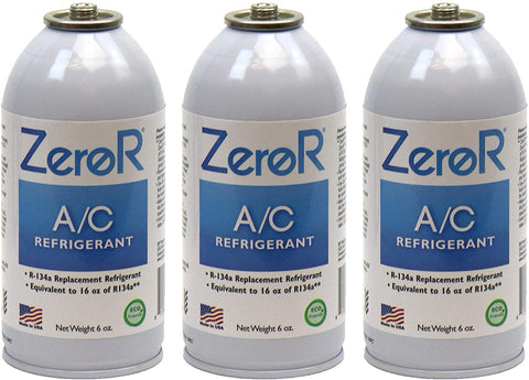 ZeroR AC Refrigerant 3 Cans - Better Than R134a - Made in USA - Natural Non Ozone Depleting