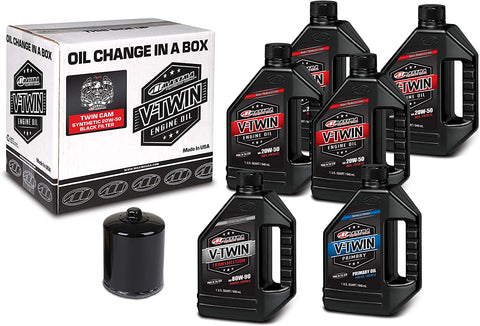Maxima Racing Oils 90-119016B Black 90-119016B Twin Cam Synthetic 20W-50 Black Filter Complete Oil Change Kit, 6 Quart, 1 Pack