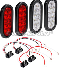 2 Red + 2 White 6" Oval LED Trailer Tail Light Kit [DOT Certified] [Grommets & Plugs Included] [IP67 Waterproof] Stop Brake Turn Reverse Back Up Trailer Lights for RV Truck Jeep