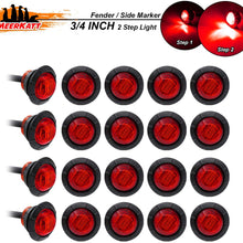 Meerkatt (Pack of 20) 3/4 Inch Small Red 3 Diodes Round Side Marker Clearance Lamp Parking Brake LED Bullet with Grommets for Van RV Bus Trailer Lorry Truck ATV Jeep 12V DC Long Lasting Lights 3led-HL