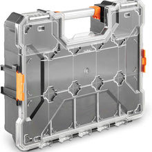 VonHaus Set of 2X Interlockable Heavy Duty Tool Storage Box 18" Small Parts Organizer with Removable and Adjustable Compartments for Hardware, Arts, Crafts, Tools and Parts