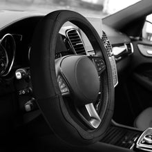 TLH Sleek & Sporty Genuine Leather Steering Wheel Cover, Black Color