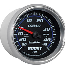 Auto Meter 7908 Cobalt 2-5/8" 30 in. Hg/45 PSI Mechanical Vacuum/Boost Gauge