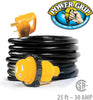 Camco 25' PowerGrip Extension Cord with 30M/30F- Straight Locking Adapter | Allows for Easy RV Connection to Distant Power Outlets | Built to Last (55501)