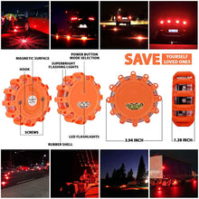 LED Road Flares Emergency Lights - Roadside Warning Car Safety Flare Kit for Vehicles & Marine Boat | Rescue Beacon Disc Pack with Discs & Window Hammer Seatbelt Cutter & Gloves & Bag by Promondi (8)