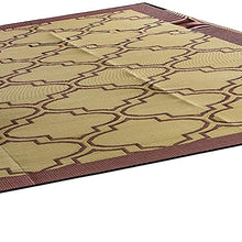 Camco 42826 Outdoor RV Awning Mat with Storage Bag, 9-Feet x 12-Feet - The Perfect Outdoor Accessory with Multiple Uses - Bonus Storage Bag Included - Lattice, Brown/Tan