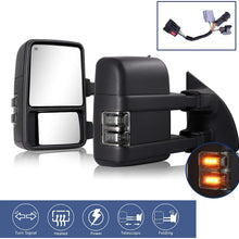 2pcs Towing Mirrors Compatible With 1999-2016 Ford F250 F350 F450 F550 Super Duty Truck Pickup Side Tow Mirrors, Power Heated Extendable Manual telescoping&folding Pair LED Turn Signal Lights Smoke