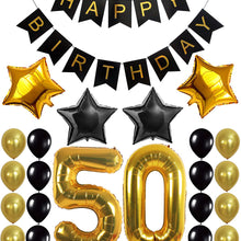 Gold 50th Birthday Decorations Kit – Large, Pack of 26 | Number 5 and 0 Party Balloons Supplies | Black Happy Birthday Banner | Perfect for 50 Years Old Décor