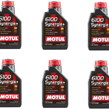 Motul 108646 Set of 6 6100 Synergie+ 10W-40 Motor Oil 1-Liter Bottles