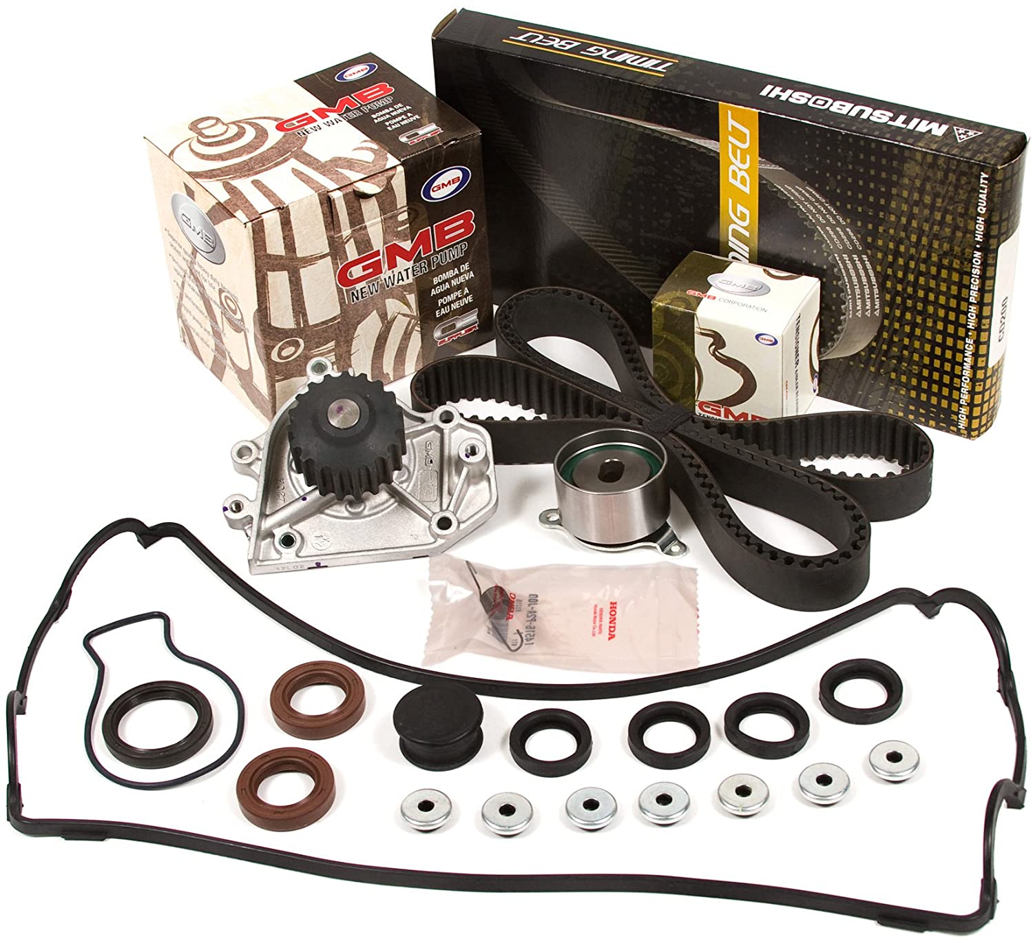 Evergreen TBK184MVC Compatible With Timing Belt Kit, Valve Cover Gasket, and GMB Water Pump Compatible With 96-01 Honda Acura B18B1 B20B4 B20Z2