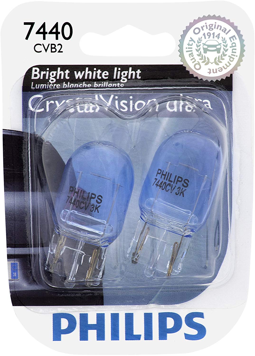 PHILIPS 7440CVB2 CrystalVision Ultra Miniature Bulb, 2 Pack