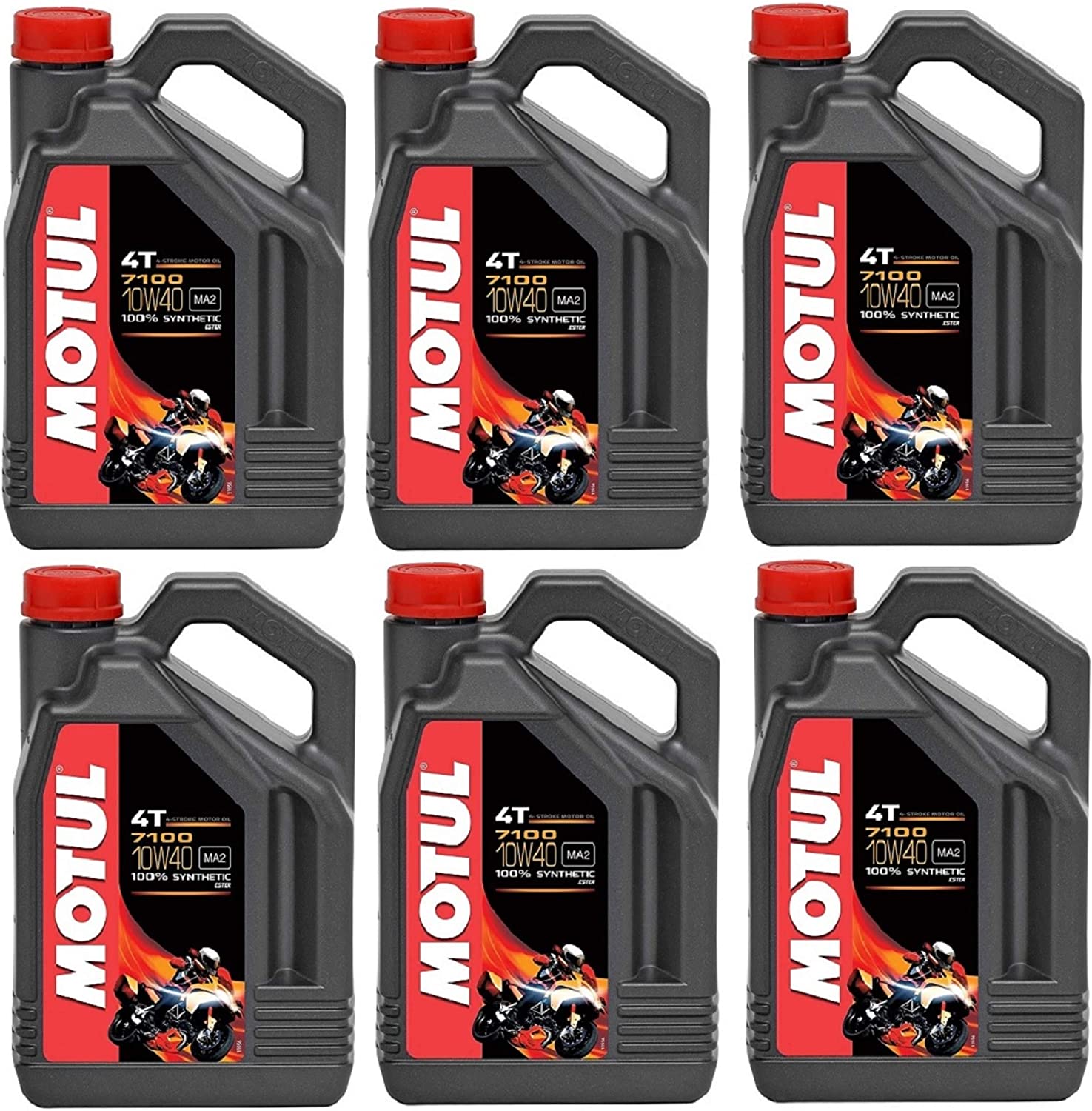 Motul 104092 Set of 6 7100 4T 10W-40 Motor Oil 1-Gallon Bottles