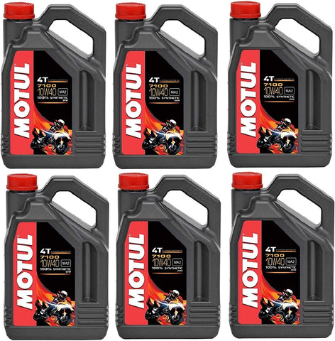 Motul 104092 Set of 6 7100 4T 10W-40 Motor Oil 1-Gallon Bottles