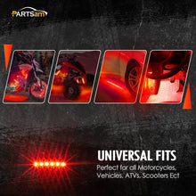 Partsam 2 x 4.5inch Motorcycle LED Third Brake Light Universal Tail Brake Stop Turn Signal Running Light Super Bright 6SMD Red LED Strip Light Bar