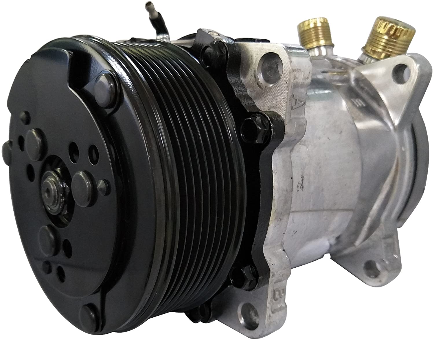 ACTECmax Universal A/C Compressor with Black PV8 Clutch Sanden 508 Style 5H14 R134A Serpentine Belt